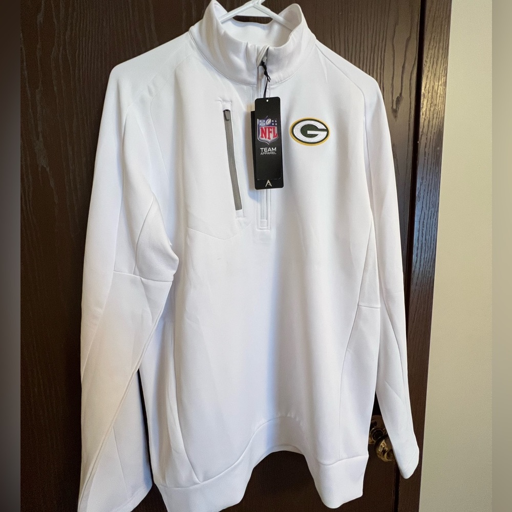 Green Bay Packers Antigua Quarter Zip Pullover White Large